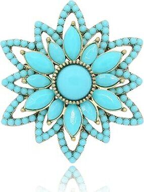 New - Turquoise Western Cowgirl Brooch Pin for Women Retro Standout Jewelry